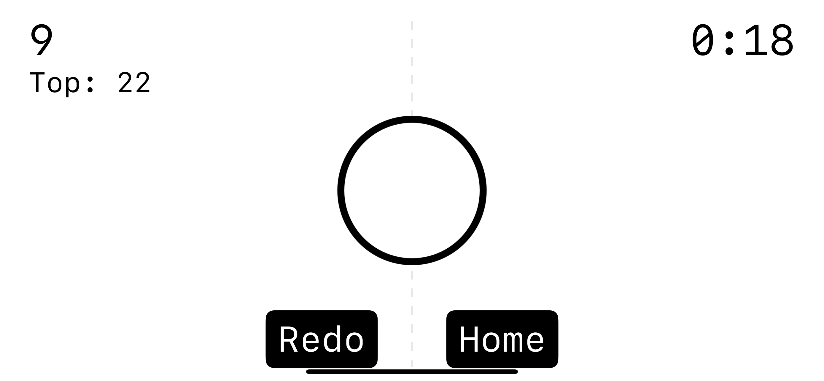 The Shapes Game practice mode screen with outlined circle, 12 points, and 44 seconds left