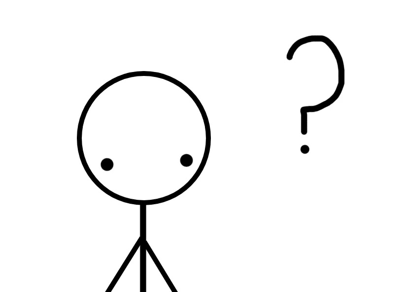 Stick figure next to question mark.